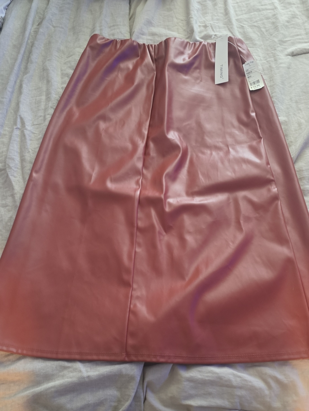 Twin-Set Dusty Rose Faux Leather A-Line Skirt